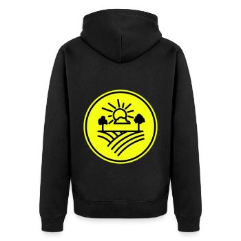 Farm Farmer - Unisex Premium Organic Zip Hoodie - black - Back - Nico (187cm)
