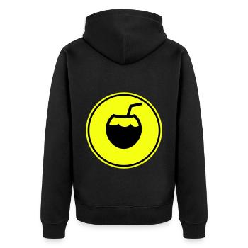 Kokos Icon Symbol - Unisex Premium Bio Zip Hoodie - Schwarz - Hinten - Nico (187cm)