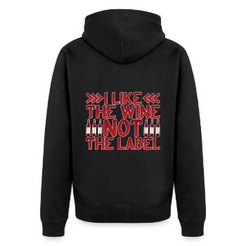 J’aime le vin, pas l’étiquette 18 - Veste à capuche bio Premium Unisexe - noir - Dos - Nico (187cm)
