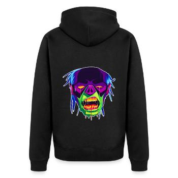 Ein Schönes und Gruseliges Zombie Design - Unisex Premium Bio Zip Hoodie - Schwarz - Hinten - Nico (187cm)