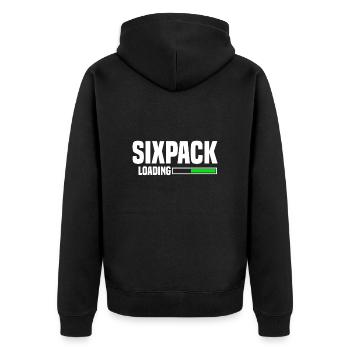 sixpack loading - Unisex Premium Organic Zip Hoodie - black - Back - Nico (187cm)