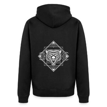 Runen Icon Glaube - Unisex Premium Bio Zip Hoodie - Schwarz - Hinten - Nico (187cm)