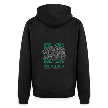 Artio - Celtic bear ornamental composition - Unisex Premium Organic Zip Hoodie - black - Back - Nico (187cm)