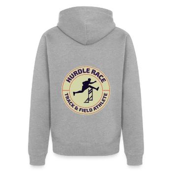 Hürden Hürdenlauf Hürdenläufer Läufer Athleten - Unisex Premium Bio Zip Hoodie - Grau meliert - Hinten - Nico (187cm)