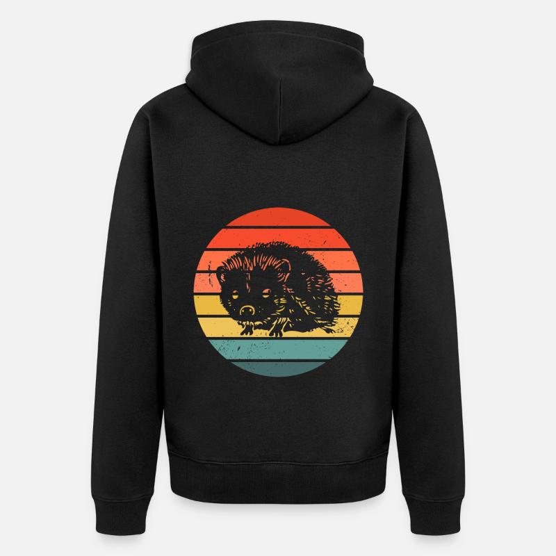Hedgie Retro Sunset Hérisson - Veste à capuche bio Premium Unisexe - noir
