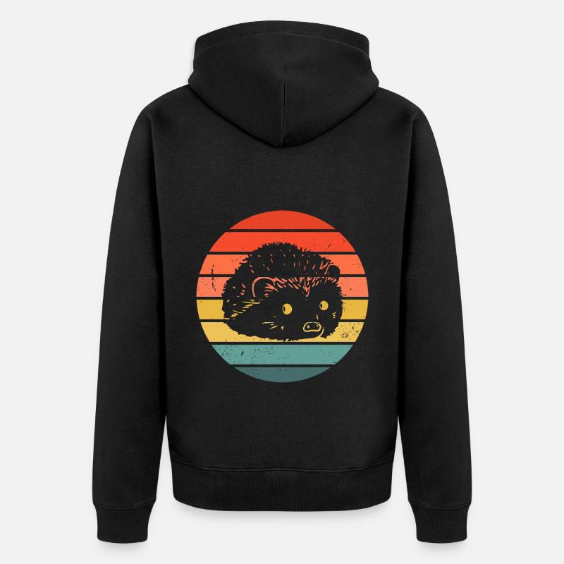 Hedgie Retro Sunset Hedgehog - Unisex Premium Bio Zip Hoodie - Schwarz