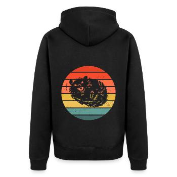 Hedgie Retro Sunset Hedgehog - Unisex Premium Bio Zip Hoodie - Schwarz - Hinten - Nico (187cm)