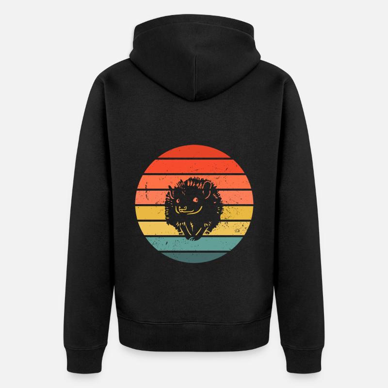 Hedgie Retro Sunset Hérisson - Veste à capuche bio Premium Unisexe - noir