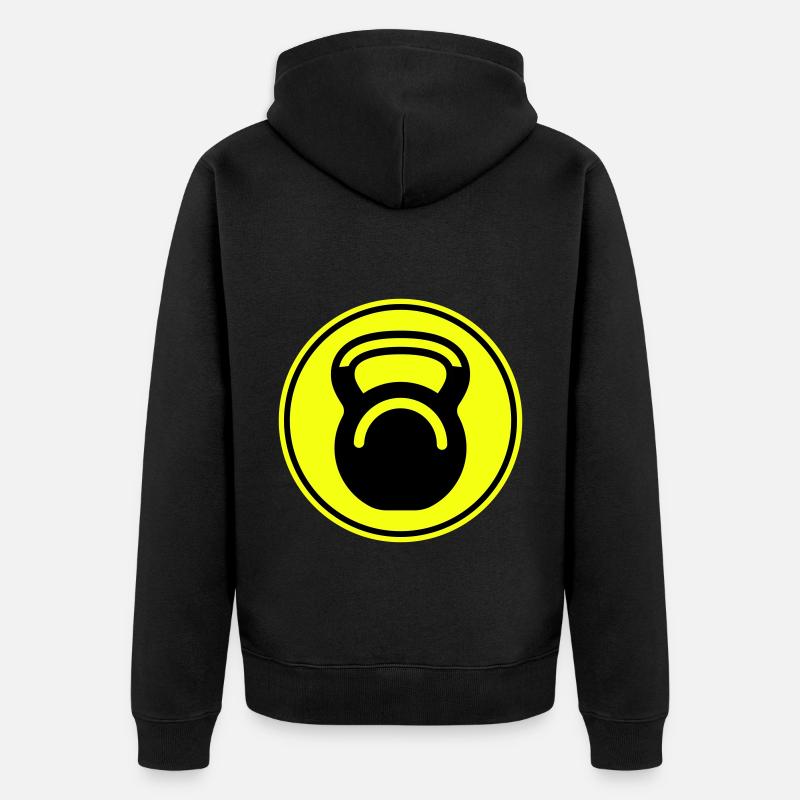 Icône de poids d’haltères - Veste à capuche bio Premium Unisexe - noir