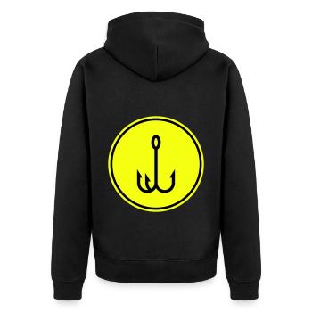 Angelhaken angler icon - Unisex Premium Bio Zip Hoodie - Schwarz - Hinten - Nico (187cm)