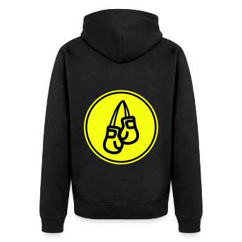 Symbole des gants de boxe - Veste à capuche bio Premium Unisexe - noir - Dos - Nico (187cm)