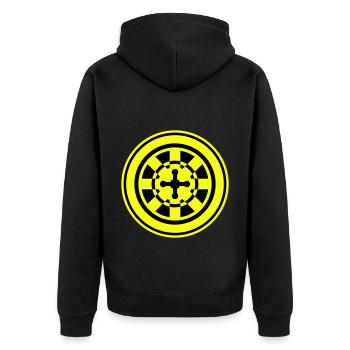 Roulette Icon Symbol - Unisex Premium Bio Zip Hoodie - Schwarz - Hinten - Nico (187cm)
