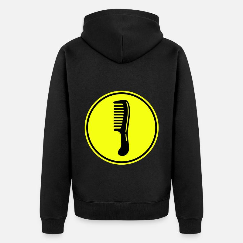 Icône de coiffeur peigne - Veste à capuche bio Premium Unisexe - noir