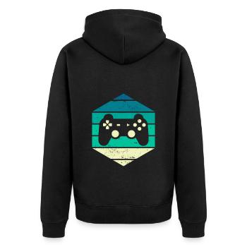 Contrôleur de jeu Video Gamer Vintage Sunset - Veste à capuche bio Premium Unisexe - noir - Dos - Nico (187cm)