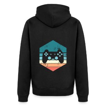 Gaming Sunset Gift for Video Gamer Nerd - Unisex Premium Organic Zip Hoodie - black - Back - Nico (187cm)