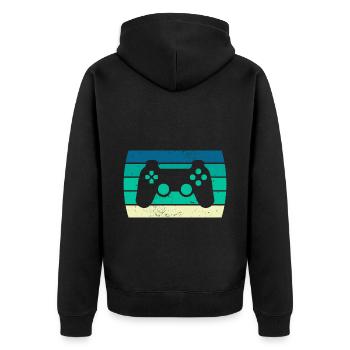 Video Game Controller Sunset - Unisex Premium Organic Zip Hoodie - black - Back - Nico (187cm)