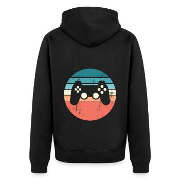 Sunset du contrôleur de jeu de console en détresse - Veste à capuche bio Premium Unisexe - noir - Dos - Nico (187cm)