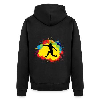 Staffellauf Leichtathlet Leichtathletik - Unisex Premium Bio Zip Hoodie - Schwarz - Hinten - Nico (187cm)