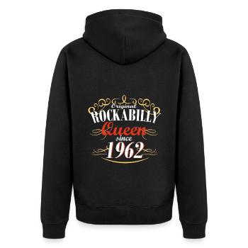 reine du rockabilly depuis 1962 - Veste à capuche bio Premium Unisexe - noir - Dos - Nico (187cm)