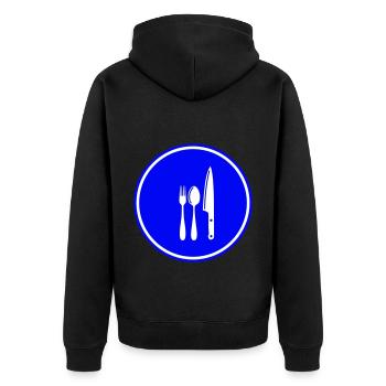 Fork Cutlery - Unisex Premium Organic Zip Hoodie - black - Back - Nico (187cm)