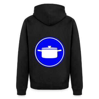 kochtopf Symbol - Unisex Premium Bio Zip Hoodie - Schwarz - Hinten - Nico (187cm)
