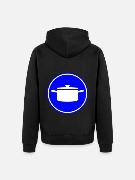 cooking pot symbol - Unisex Premium Organic Zip Hoodie - black