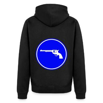 waffe pistole - Unisex Premium Bio Zip Hoodie - Schwarz - Hinten - Nico (187cm)