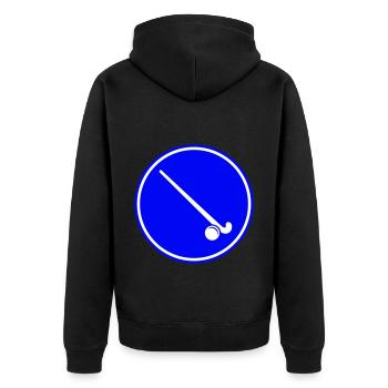 Feldhockey symbol Icon - Unisex Premium Bio Zip Hoodie - Schwarz - Hinten - Nico (187cm)