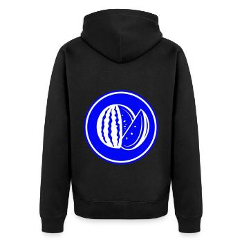 Melone Frucht - Unisex Premium Bio Zip Hoodie - Schwarz - Hinten - Nico (187cm)