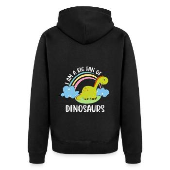 T-Rex Tyrannosaurus Pflanzenfresser - Unisex Premium Bio Zip Hoodie - Schwarz - Hinten - Nico (187cm)