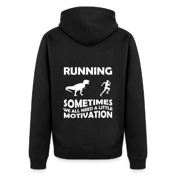 Dinosaurier Tyrannosaurus Dinos Archäologie - Unisex Premium Bio Zip Hoodie - Schwarz - Hinten - Nico (187cm)