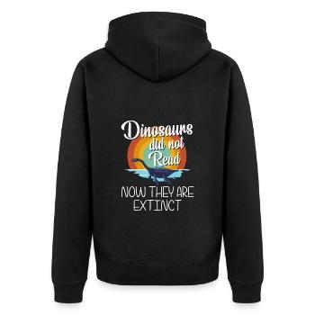 T-Rex Stegosaurus Saurier - Unisex Premium Bio Zip Hoodie - Schwarz - Hinten - Nico (187cm)