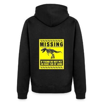 Dinosaurier Tyrannosaurus Stegosaurus Archäologie - Unisex Premium Bio Zip Hoodie - Schwarz - Hinten - Nico (187cm)