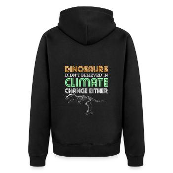 Dino Triceratops Saurier Steinzei - Unisex Premium Bio Zip Hoodie - Schwarz - Hinten - Nico (187cm)