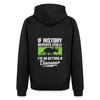 T-Rex Fleischfresser Raptor - Unisex Premium Bio Zip Hoodie - Schwarz - Hinten - Nico (187cm)