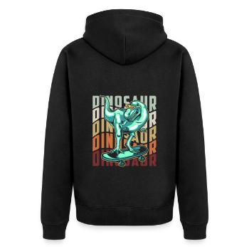 T-Rex Tyrannosaurus Fleischfresser - Unisex Premium Bio Zip Hoodie - Schwarz - Hinten - Nico (187cm)