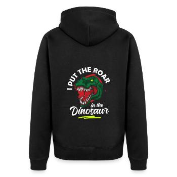 Urzeit Triceratops Saurier Fossil - Unisex Premium Bio Zip Hoodie - Schwarz - Hinten - Nico (187cm)
