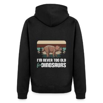 T-Rex Triceratops Stegosaurus - Unisex Premium Bio Zip Hoodie - Schwarz - Hinten - Nico (187cm)