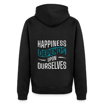 Cloverleaf Joy Love Optimism - Unisex Premium Organic Zip Hoodie - black - Back - Nico (187cm)