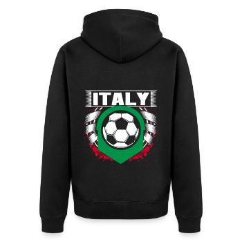 Italien Fußball Flagge Ball - Unisex Premium Bio Zip Hoodie - Schwarz - Hinten - Nico (187cm)