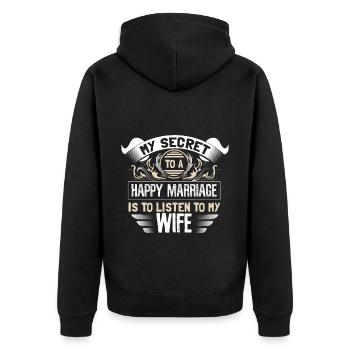 Ehe Hochzeit Braut Geschenk - Unisex Premium Bio Zip Hoodie - Schwarz - Hinten - Nico (187cm)