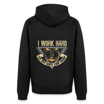 Ehe Ehefrau Hochzeit Geschenkidee - Unisex Premium Bio Zip Hoodie - Schwarz - Hinten - Nico (187cm)
