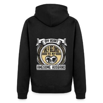 Mariage Mari Bague de mariage Cadeau - Veste à capuche bio Premium Unisexe - noir - Dos - Nico (187cm)