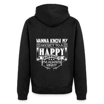 Ehe Ehefrau Hochzeitstag Geschenkidee - Unisex Premium Bio Zip Hoodie - Schwarz - Hinten - Nico (187cm)