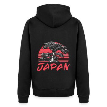 Japan Anime Flagge - Unisex Premium Bio Zip Hoodie - Schwarz - Hinten - Nico (187cm)