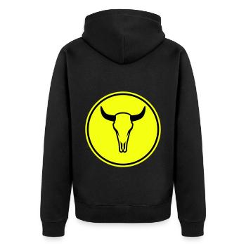 Cow Bull Skull - Unisex Premium Organic Zip Hoodie - black - Back - Nico (187cm)