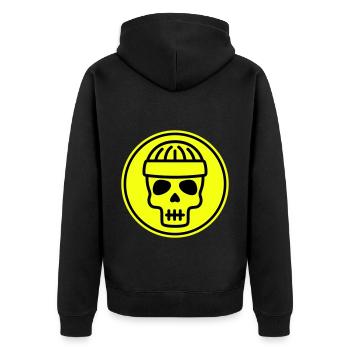 Skull kopf icon - Unisex Premium Bio Zip Hoodie - Schwarz - Hinten - Nico (187cm)