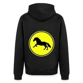 Pferd Horse icon - Unisex Premium Bio Zip Hoodie - Schwarz - Hinten - Nico (187cm)