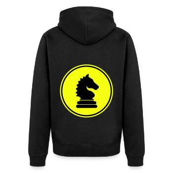 Pferd Schachfigur - Unisex Premium Bio Zip Hoodie - Schwarz - Hinten - Nico (187cm)