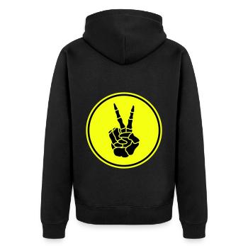 Hand frieden skelett - Unisex Premium Bio Zip Hoodie - Schwarz - Hinten - Nico (187cm)